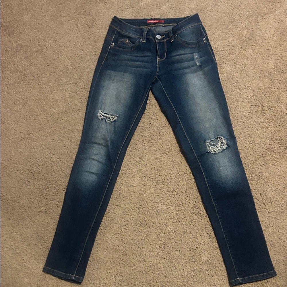 YMI Dark Blue Distressed Skinny Jeans